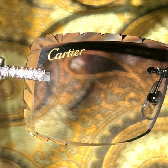 Cartier C -Décor Iced Out Black Buffalo with Black Smoked Diamond Cut Lenses - Picture 8 of 8